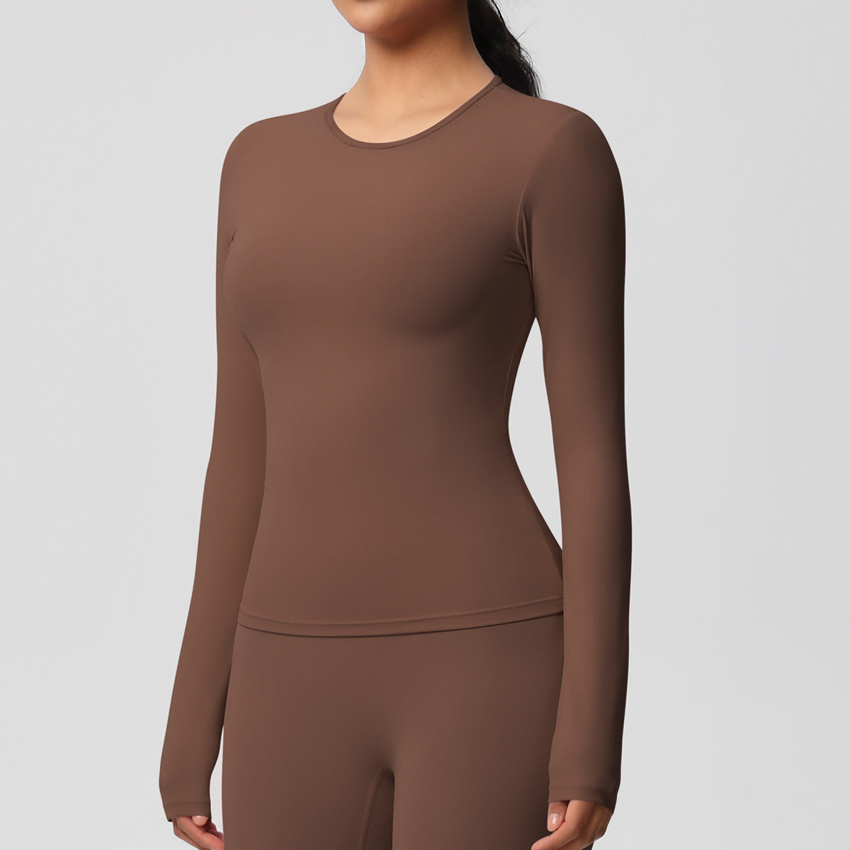 Nude Feel Brushed Slimming Tight High-Strength Running Pilates Daily Workout Clothes Yoga Long Sleeve Women