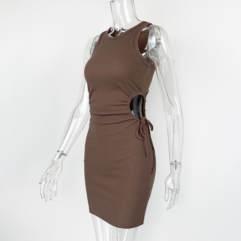 Summer Women Clothing Sexy Slim Fit Hip dress Hollow Out Cutout Out Pleating Cropped Outfit Slimming Dress