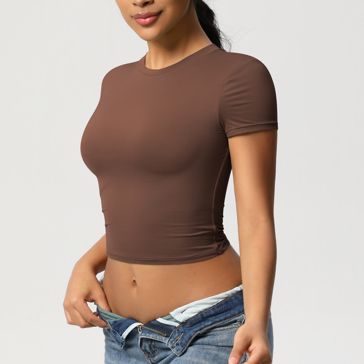 Casual Tight Quick Drying Workout Top Yoga Clothes Running Pilates Sports T shirt Short Sleeve
