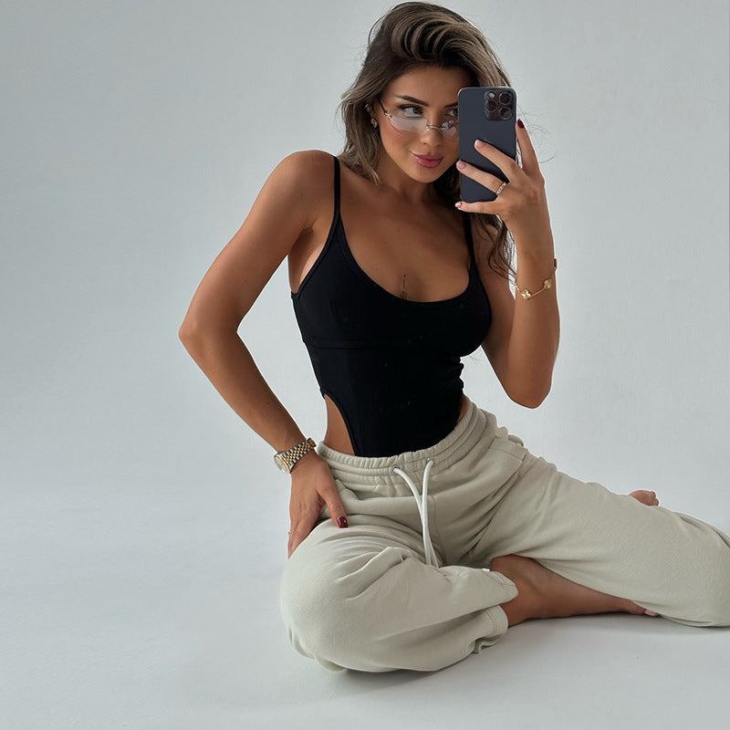 Women Clothing Sexy U Neck Sleeveless Jumpsuit High Waist Sexy Figure Flattering Top