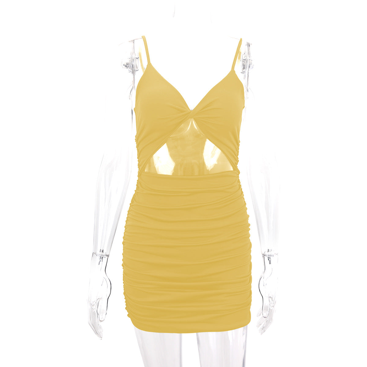 Women Clothing Strap Cross Pleated Sexy Dress