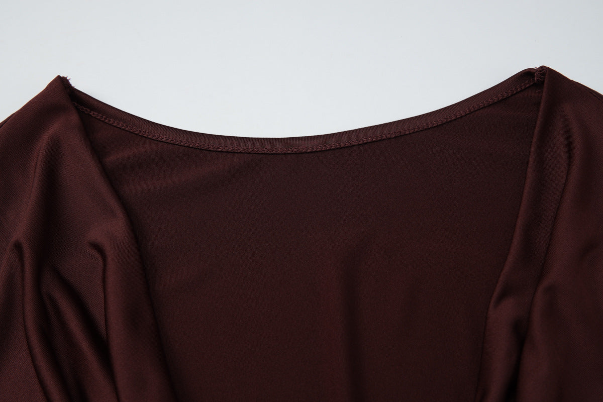 Women Clothing Sexy V neck Slim Ruffle Hip Sleeveless Dress