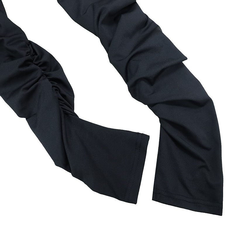Sexy Women Clothing Sloping-Shoulder off the Shoulder Long Sleeve Slim Fit Pleated Long Socialite Dress