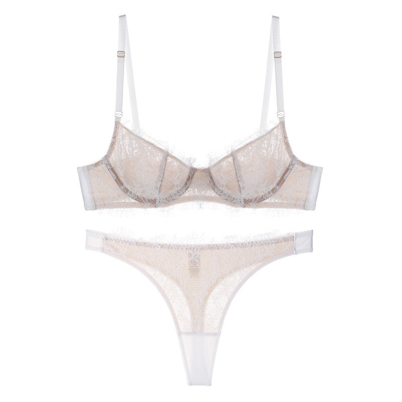 European French Eyelash Lace Sexy Lingerie Women Breathable Bra Set