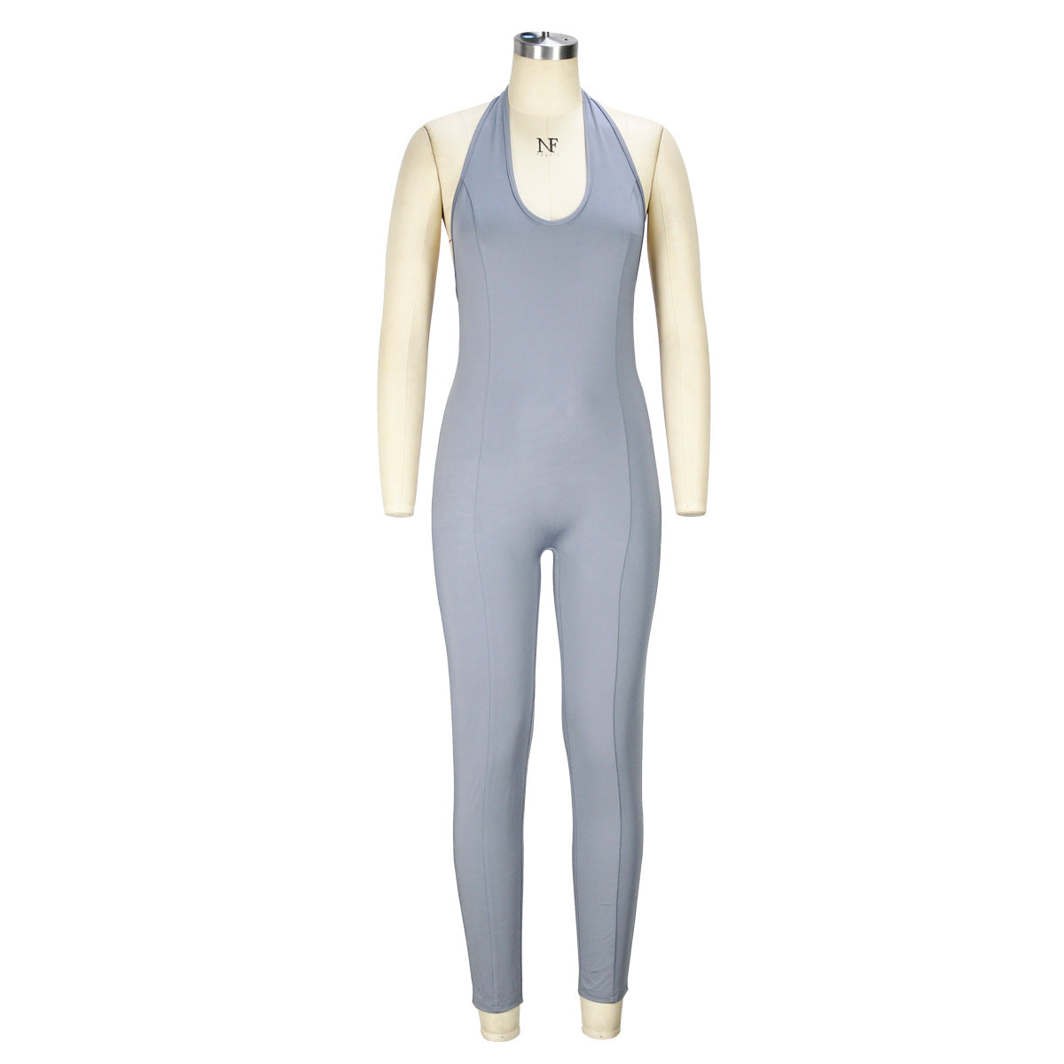 Sexy Women Wear Halter Round Neck Backless Jumpsuit Slim Fit Jumpsuit