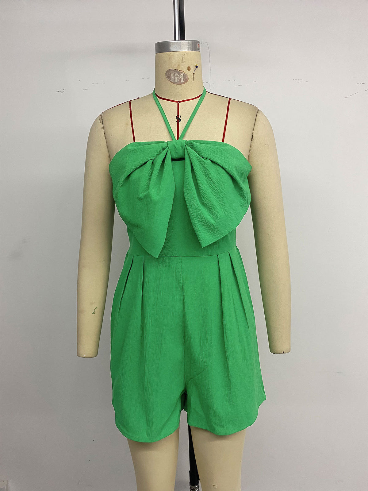 Holiday Party Fresh Sweet Sleeveless Halter Solid Color Women Summer Jumpsuit